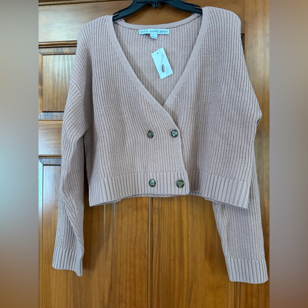 NWT Women's mauve Button-Up Cardigan Sweater